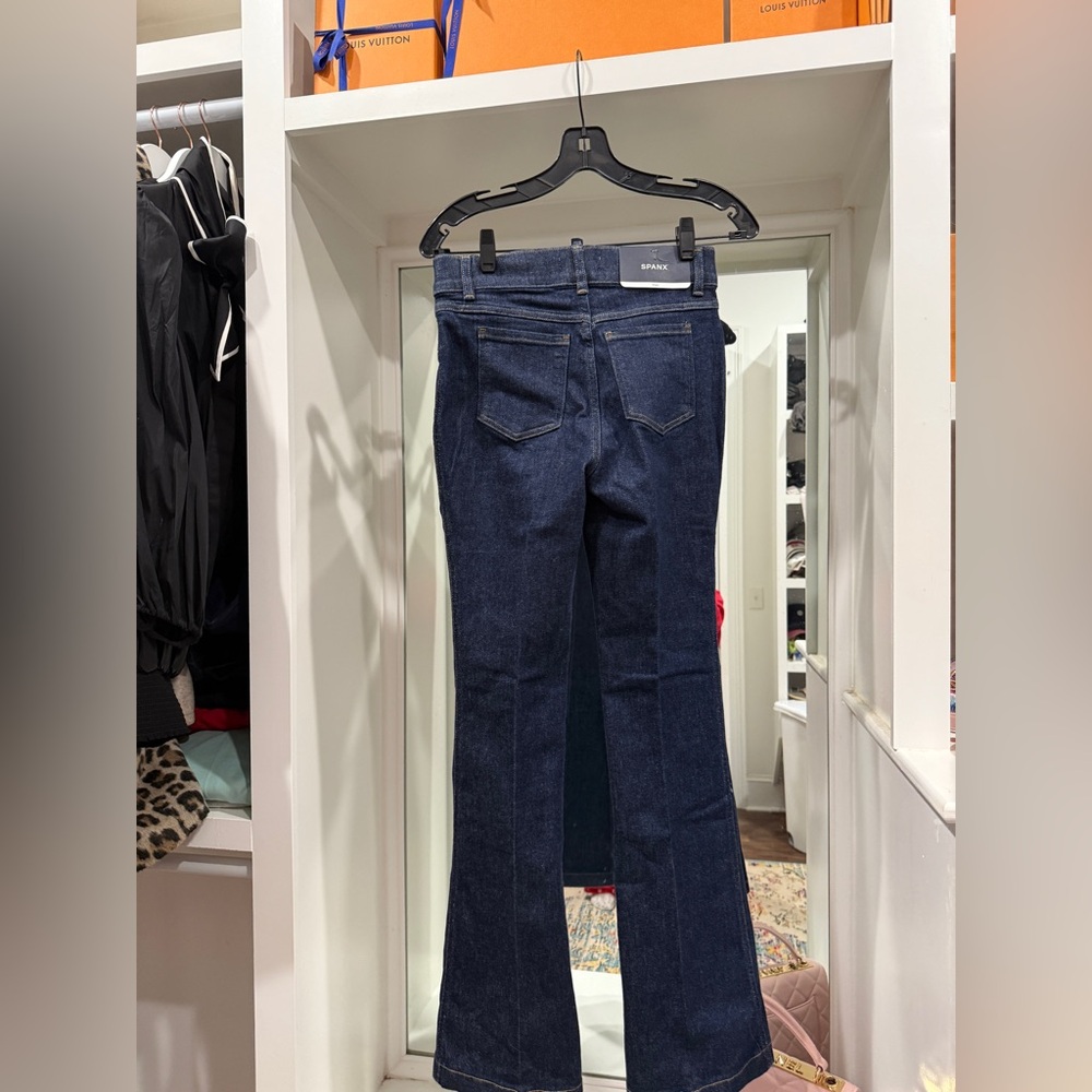 NWT Spanx High Rise Flare Jean size Small/Petite Length. Dark Indigo.